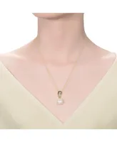 Genevive Sterling Silver 14K Gold Plated with Genuine Freshwater Pearl Drop Pendant Necklace