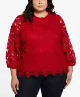 Ella Rafaella Plus 3/4 Sleeve Lace Top