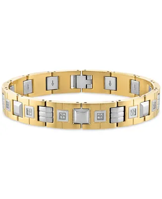 Men's Diamond Watch Link Bracelet (1/2 ct. t.w.) Stainless Steel and Gold-Tone Ion-Plate