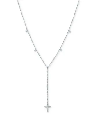 Diamond Cross 18" Lariat Necklace (1/5 ct. t.w.) in Sterling Silver