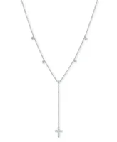 Diamond Cross 18" Lariat Necklace (1/5 ct. t.w.) in Sterling Silver