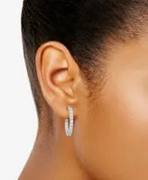 Lab Grown Diamond In & Out Small Hoop Earrings (3/4 ct. t.w.) in Sterling Silver