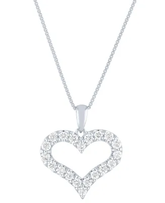 Lab Grown Diamond Heart Pendant Necklace (1/2 ct. t.w.) in Sterling Silver, 16" + 2" extender
