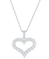 Lab Grown Diamond Heart Pendant Necklace (1/2 ct. t.w.) in Sterling Silver, 16" + 2" extender