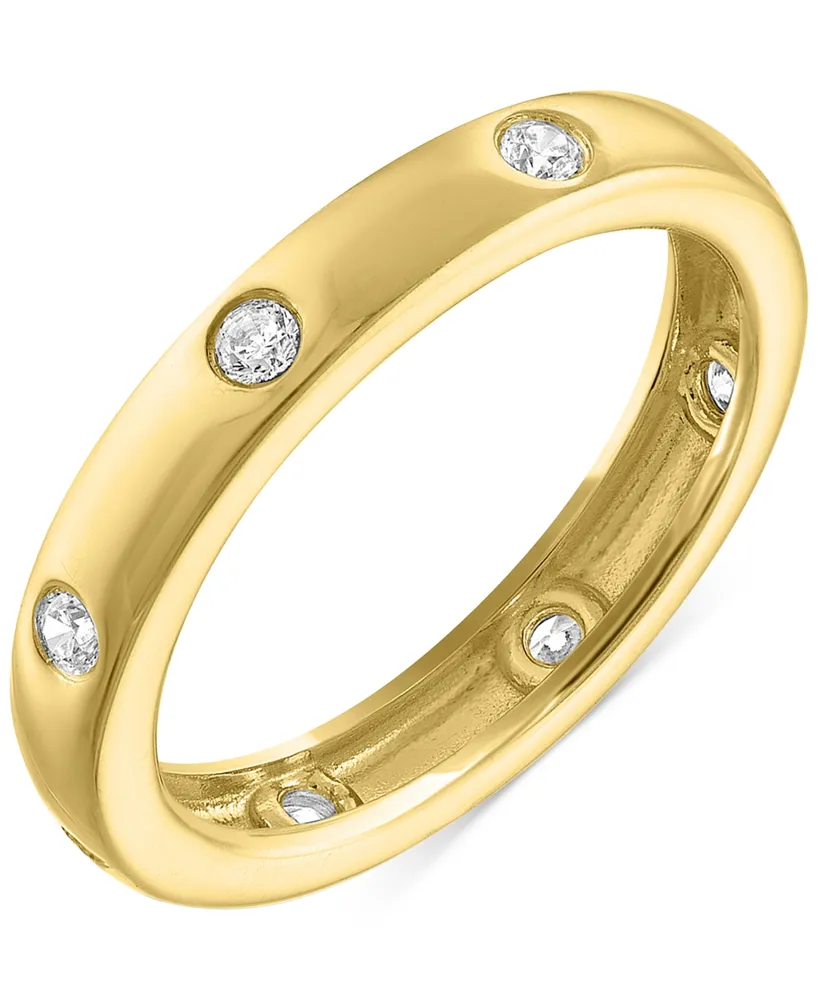 Diamond Studded Band (1/4 ct. t.w.) 14k Gold-Plated Sterling Silver - Gold