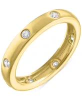 Diamond Studded Band (1/4 ct. t.w.) in 14k Gold-Plated Sterling Silver - Gold