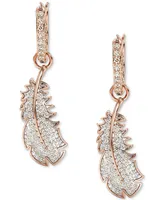 Swarovski Rose Gold-Tone Nice Crystal Feather Drop Earrings