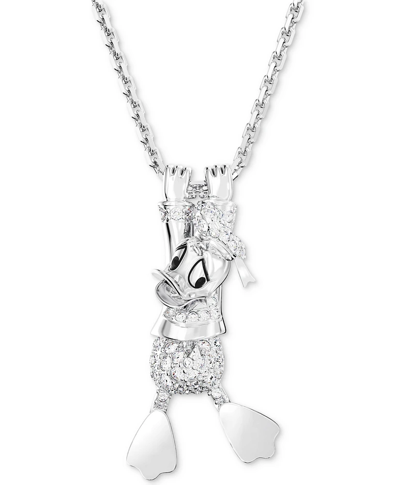 Swarovski Silver-Tone Disney Donald Duck Crystal Layered Pendant Necklace, 16-1/2" + 3" extender