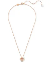 Swarovski Rose Gold-Tone Idyllia Crystal Clover Pendant Necklace, 15" + 2-3/4" extender