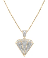 Men's Diamond Pave Shaped 22" Pendant Necklace (1/2 ct. t.w.) in 14k Gold-Plated Sterling Silver