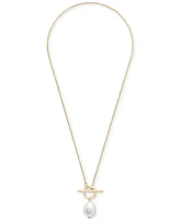 Cultured Freshwater Pearl (14 x 12mm) 16" Toggle Necklace in 14k Gold-Plated Sterling Silver