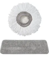 True & Tidy 1 Piece Round Mop Pad and 1 Piece Flat Mop Pad Replacement Set for Spray-360 Clean Everywhere Spray Mop Kit