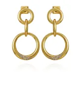 Vince Camuto Gold-Tone Glass Stone Bold Link Hoop Drop Earrings