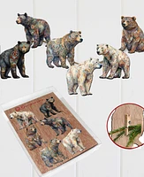 Designocracy Holiday Wooden Clip-On Ornaments Bear Parade Set of 6 G. DeBrekht