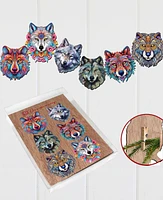 Designocracy Holiday Wooden Clip-On Ornaments Enigmatic Wolves Set of 6 G. DeBrekht