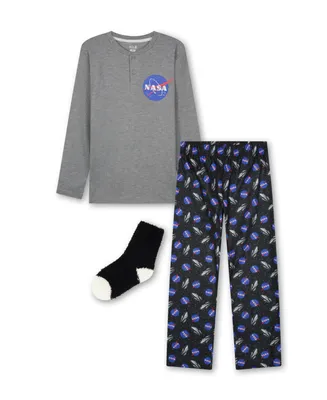 Max & Olivia Little Boys Nasa Pajama with Socks, 3 Piece Set