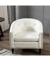 Simplie Fun Pu Leather Tufted Barrel Chair Tub Chair for Living Room Bedroom Club Chairs