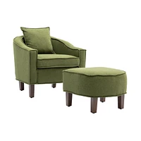 Simplie Fun Accent Chair With Ottoman, Mid Century Modern Barrel Chair Upholstered Club Tub Round Arms