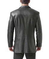 Bgsd Men Peaked Lapel Two-Button Leather Blazer