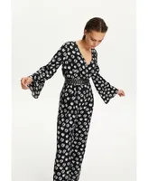 Nocturne Women's Printed V-Neck Belted Jumpsuit - Multi