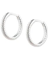 Lauren Ralph Lauren Herringbone-Look Huggie Hoop Earrings in Sterling Silver, 0.64"