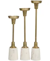 Aluminum Slim Candle Holder with White Marble Base 15", 13" and 11"H, Set of 3