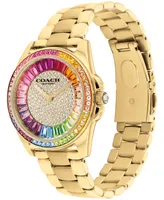 Coach Women's Greyson Rainbow Gold-Tone Stainless Steel Watch 36mm