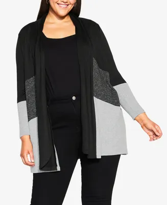 Avenue Plus Cora Color Block Cardigan Sweater