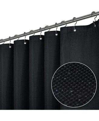 Liba 72" W x 84" H Waffle Weave Fabric Shower Curtain 