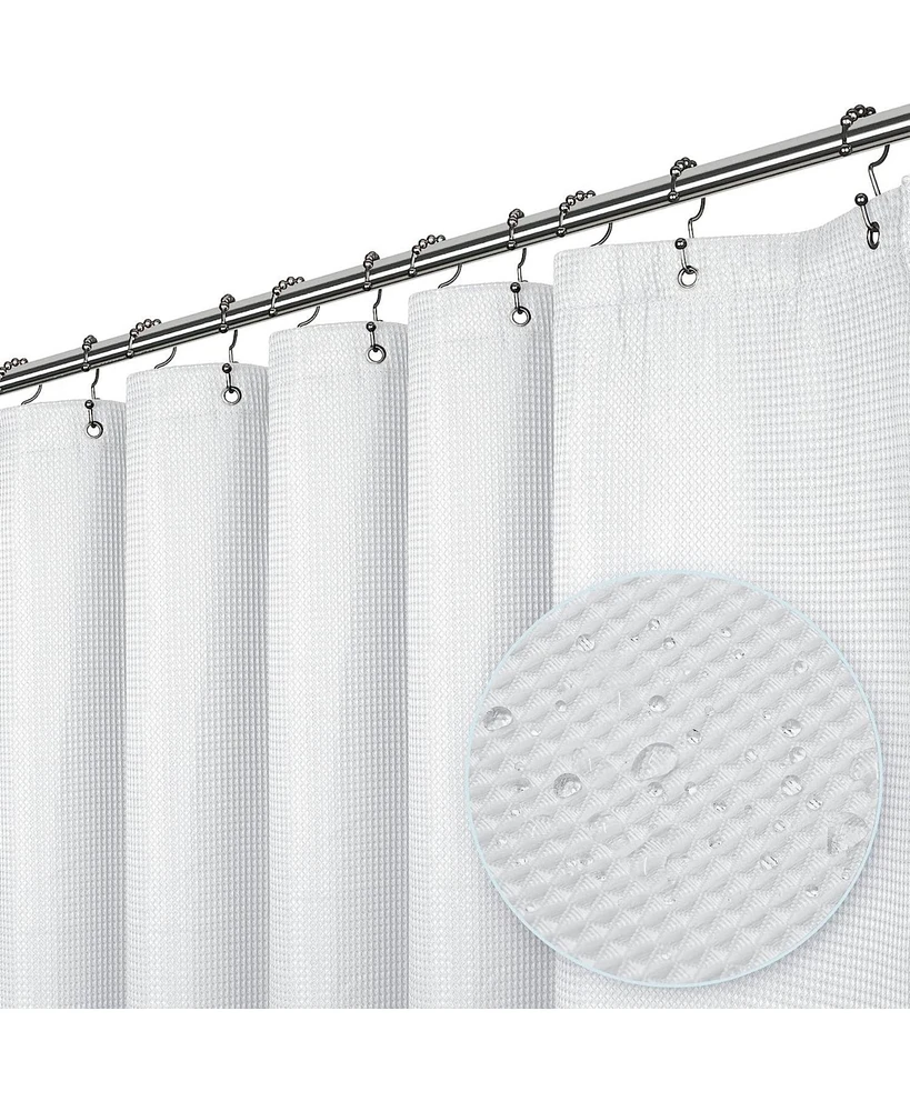 72" W x 72" H Waffle Weave Fabric Shower Curtain
