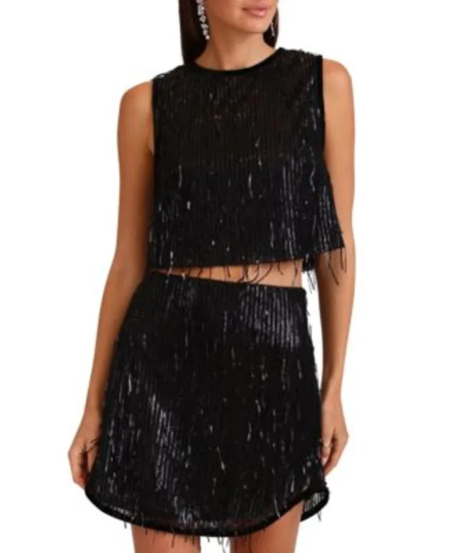 Sequin Fringe Shift Skirt