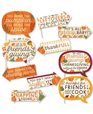 Funny Fall Friends Thanksgiving Friendsgiving Photo Booth Props Kit 10 Piece - Assorted Pre