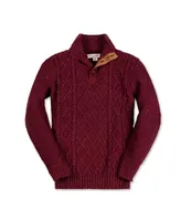 Hope & Henry Boys Organic Long Sleeve Mock Neck Cable Sweater with Flecks