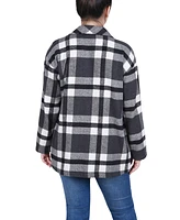 Ny Collection Petite Plaid Brushed Twill Shirt Jacket