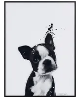 Empire Art Direct "Boston Terrier" Pet Paintings on Printed Glass Encased with A Black Anodized Frame, 24" x 18" x 1"