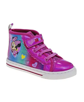 Disney Little Girls Minnie Mouse High-Top Canvas Sneakers