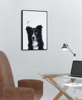 Empire Art Direct "Border Collie" Pet Paintings on Printed Glass Encased with A Black Anodized Frame, 24" x 18" x 1"