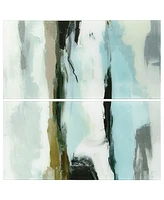 Empire Art Direct "Textured Ocean Tide Ii Ab" Frameless Free Floating Tempered Glass Panel Graphic Wall Art Set of 2, 72" x 36" x 0.2" Each