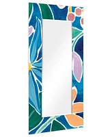 Empire Art Direct "Tiki Square" Rectangular Beveled Mirror on Free Floating Printed Tempered Art Glass, 72" x 36" x 0.4"