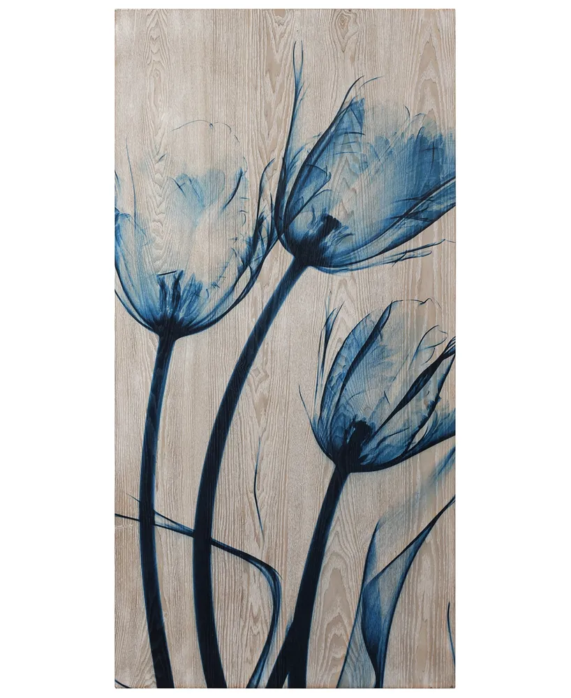 Empire Art Direct "Tulips is Blue" Fine Radiographic Photography Giclee Printed Directly on Hand Finished Ash Wood Wall Art, 24" x 48" x 1.5"