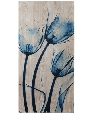 Empire Art Direct "Tulips is Blue" Fine Radiographic Photography Giclee Printed Directly on Hand Finished Ash Wood Wall Art, 24" x 48" x 1.5"