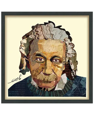 Empire Art Direct "Einstein" Hand-made dimensional Art collage, Under Glass, Encased on a Black Shadow Box Frame, 25" x 25" x 1.4" - Multi