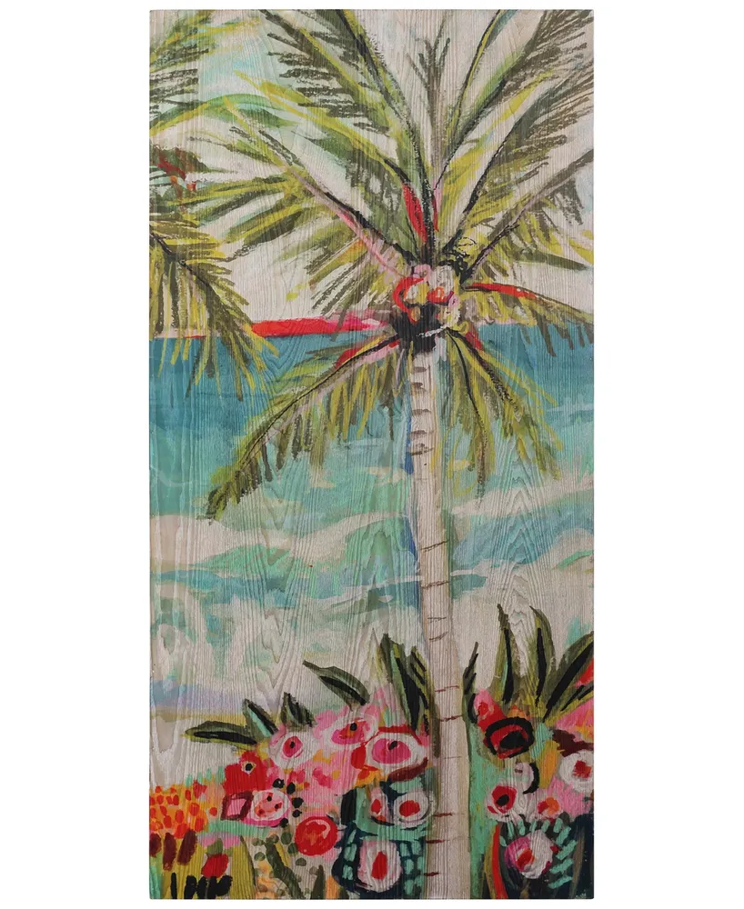 Empire Art Direct "Palm Tree Whimsy Ii" Fine Giclee Printed Directly on Hand Finished Ash Wood Wall Art, 48" x 24" x 1.5" - Multi