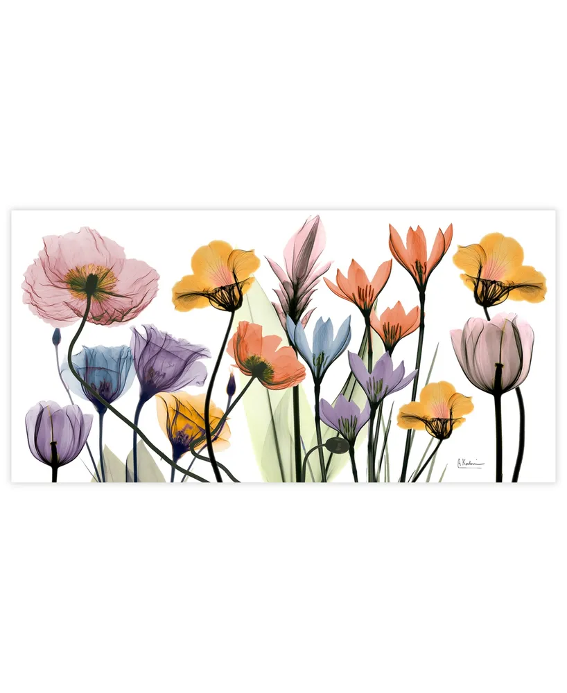 Empire Art Direct "Flowerscape Portrait" Frameless Free Floating Tempered Glass Panel Graphic Wall Art, 24" x 48" x 0.2" - Multi