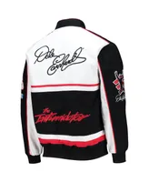 Men's Jh Design Black, White Dale Earnhardt Twill Uniform Full-Snap Jacket