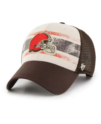 Men's '47 Brand Cream Distressed Cleveland Browns Breakout Mvp Trucker Adjustable Hat