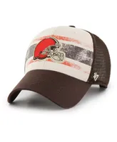 Men's '47 Brand Cream Distressed Cleveland Browns Breakout Mvp Trucker Adjustable Hat