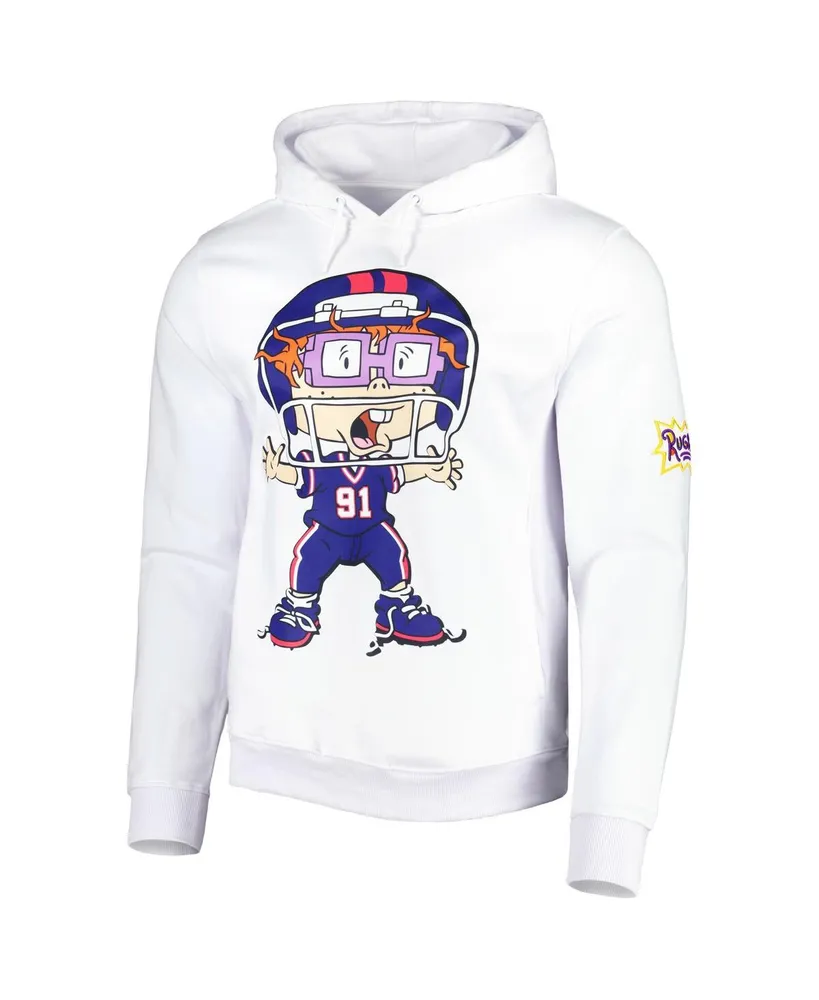 Men's and Women's Freeze Max White Rugrats Chuckie Wide Open Football Pullover Hoodie