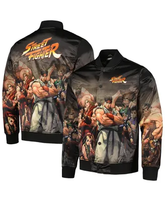 Men's Freeze Max Black Street Fighter Graphic Full-Snap Jacket