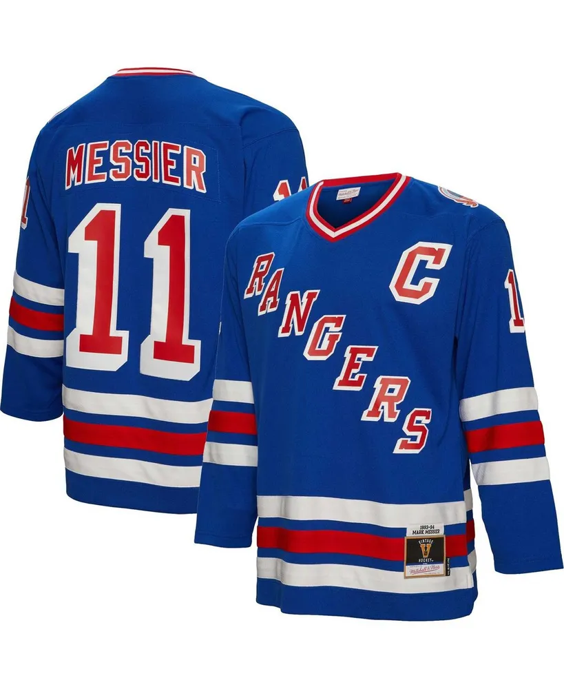 Men's Mitchell & Ness Mark Messier Blue New York Rangers Big & Tall 2015 Captain Patch Blue Line Player Jersey